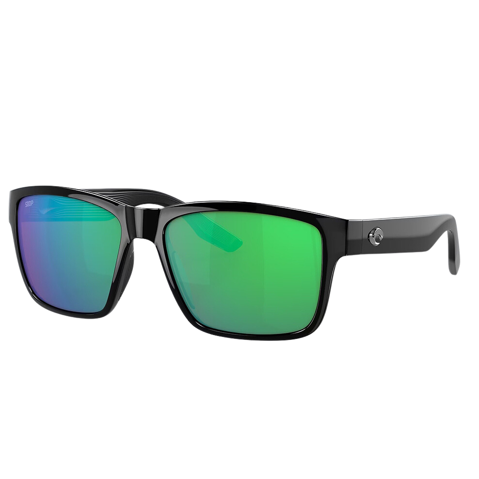 Costa Paunch Polarized Sunglasses in Black with Green Mirror 580P